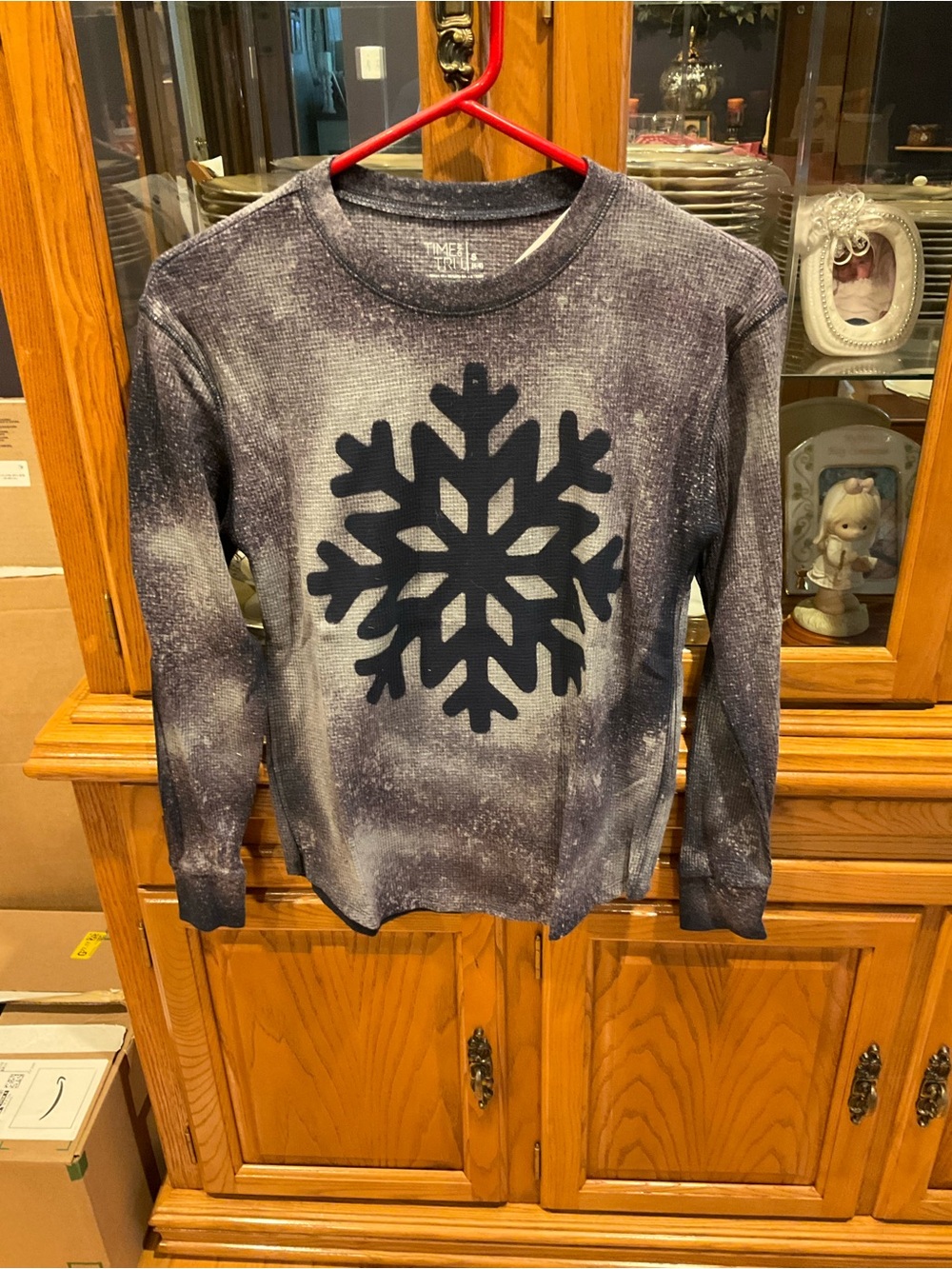 Time and Tru Navy & Gray Thermal Snowflake Long-Sleeve Tee